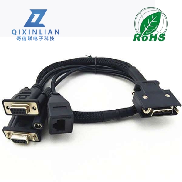 高品質(zhì)SCSI 26P公轉(zhuǎn)RJ45母 DB9母 DC5521母 1分4 高端連接線